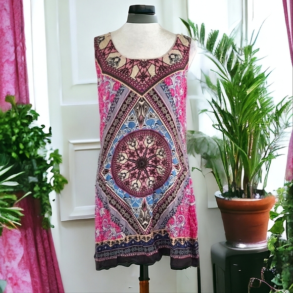 Jealous Tomato Women's Sleeveless Colorful Boho Sheath Mini Dress Size Small - Picture 1 of 10